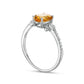 Oval Citrine and 0.10 CT. T.W. Natural Diamond Leaf-Sides Floral Ring in Solid 10K White Gold