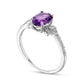 Oval Amethyst and 0.10 CT. T.W. Natural Diamond Leaf-Sides Floral Ring in Solid 10K White Gold