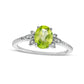 Oval Peridot and 0.10 CT. T.W. Natural Diamond Leaf-Sides Floral Ring in Solid 10K White Gold