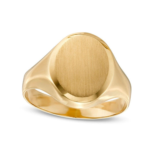 Multi-Finish Signet Ring in Solid 10K Yellow Gold