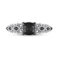 1.13 CT. T.W. Black Enhanced and White Cushion-Cut Natural Diamond Twist Shank Engagement Ring in Solid 14K White Gold