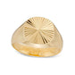 Natural Diamond-Cut Sunburst Signet Ring in Solid 10K Yellow Gold