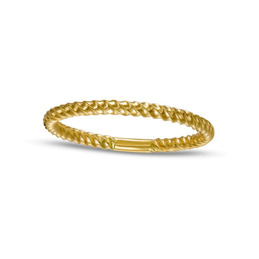 Rope-Texture Thin Stackable Band in Solid 10K Yellow Gold - Size 7