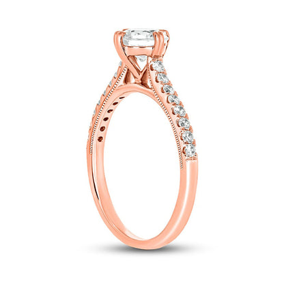 1.0 CT. T.W. Natural Diamond Engagement Ring in Solid 14K Rose Gold (I/I2)
