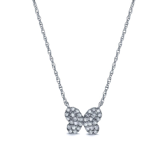0.2 CT. T.W. Natural Diamond Butterfly Necklace in Sterling Silver