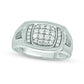 Men's 0.50 CT. T.W. Cushion Composite Natural Diamond Collar Arrow Side Accent Triple Row Ring in Solid 10K White Gold
