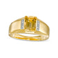 Men's Emerald-Cut Citrine and Natural Diamond Accent Collar Ring in Solid 10K Yellow Gold