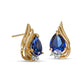 Pear-Shaped Blue Lab-Created Sapphire and 0.05 CT. T.W. Diamond Flame Stud Earrings in 10K Gold