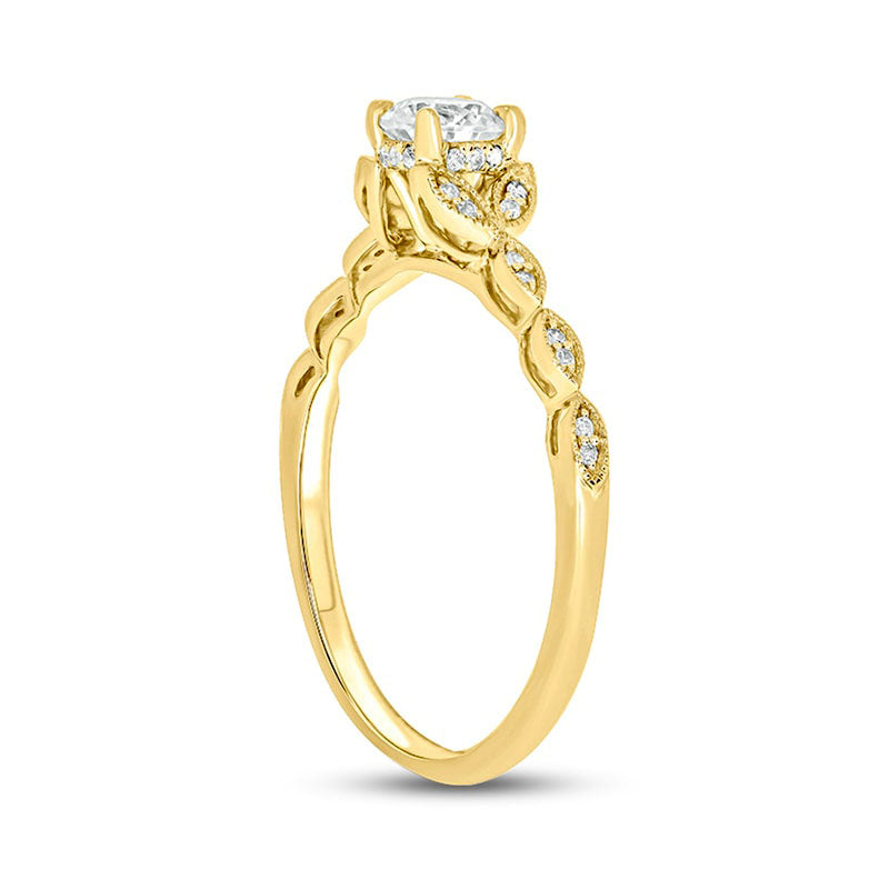 0.50 CT. T.W. Natural Diamond Floral Antique Vintage-Style Engagement Ring in Solid 10K Yellow Gold (I/I2)