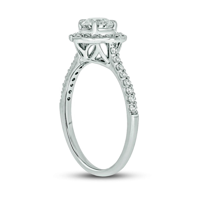 0.75 CT. T.W. Natural Diamond Frame Antique Vintage-Style Flower Engagement Ring in Solid 14K White Gold (I/I2)