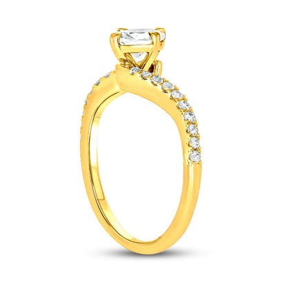1.0 CT. T.W. Oval Natural Diamond Bypass Engagement Ring in Solid 14K Gold (I/I2)