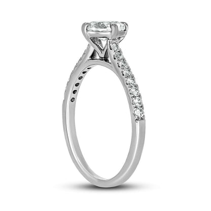 1.0 CT. T.W. Oval Natural Diamond Engagement Ring in Solid 14K White Gold (I/I2)