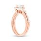 1.0 CT. T.W. Pear-Shaped Natural Diamond Frame Contour Bridal Engagement Ring Set in Solid 14K Rose Gold (I/I2)