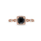 Cushion-Cut Black Sapphire and 0.10 CT. T.W. Natural Diamond Frame Art Deco Antique Vintage-Style Engagement Ring in Solid 10K Rose Gold
