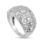 1.0 CT. T.W. Baguette and Round Natural Diamond Art Deco Ring in Solid 10K White Gold