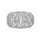 1.0 CT. T.W. Baguette and Round Natural Diamond Art Deco Ring in Solid 10K White Gold
