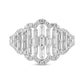 0.75 CT. T.W. Baguette and Round Natural Diamond Multi-Row Scallop Edge Ring in Solid 10K White Gold
