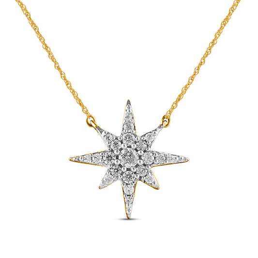 0.17 CT. T.W. Natural Diamond North Star Necklace in 10K Yellow Gold