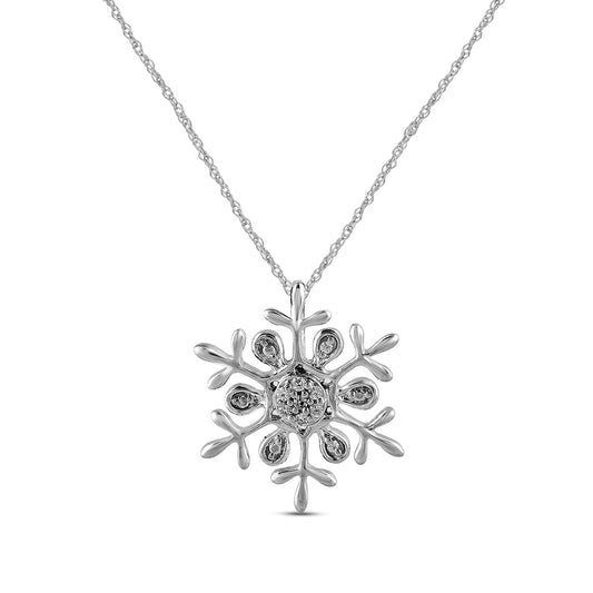 Natural Diamond Accent Snowflake Pendant in 10K White Gold