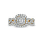 1.0 CT. T.W. Princess-Cut Natural Diamond Double Frame Twist Shank Bridal Engagement Ring Set in Solid 14K Gold