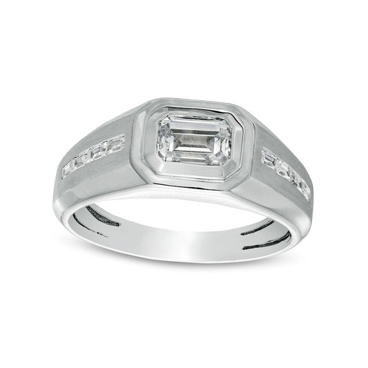 Men's 1.25 CT. T.W. Emerald-Cut Natural Diamond Wedding Band in Solid 14K White Gold