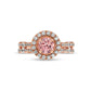6.0mm Morganite and 0.75 CT. T.W. Natural Diamond Frame Scallop Shank Antique Vintage-Style Bridal Engagement Ring Set in Solid 10K Rose Gold