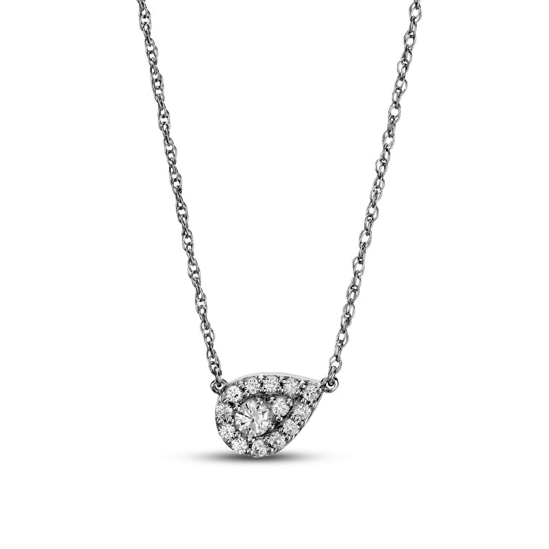 Pear-Shaped Composite White Lab-Created Sapphire Tilted Teardrop Necklace in Sterling Silver