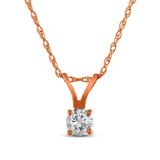 0.17 CT. Natural Clarity Enhanced Solitaire Pendant in 14K Rose Gold (J/I3)