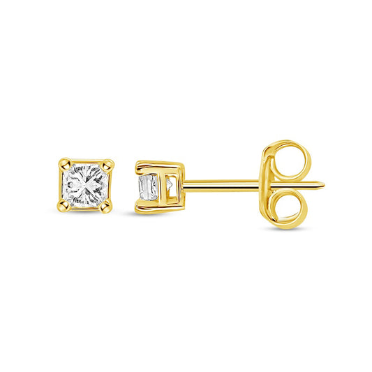 0.1 CT. T.W. Princess-Cut Diamond Solitaire Stud Earrings in 14K Gold (I/I2)