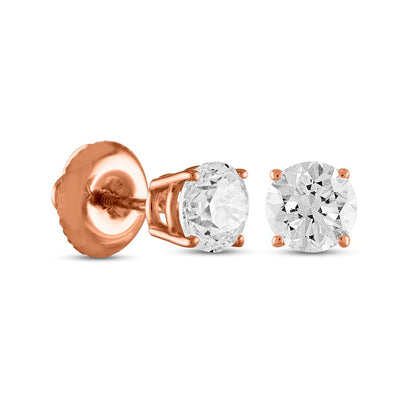 0.5 CT. T.W. Certified Diamond Stud Earrings in 14K Rose Gold (I/I1)