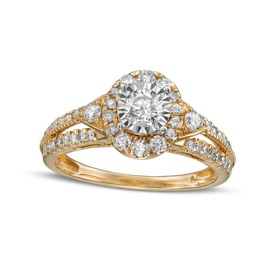 1.0 CT. T.W. Natural Diamond Oval-Shaped Frame Antique Vintage-Style Bridal Engagement Ring Set in Solid 14K Gold (I/I2)