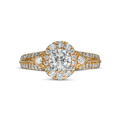 1.0 CT. T.W. Natural Diamond Oval-Shaped Frame Antique Vintage-Style Bridal Engagement Ring Set in Solid 14K Gold (I/I2)