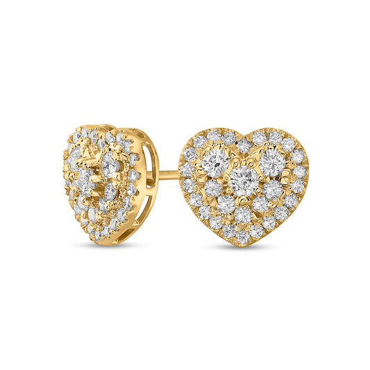 0.75 CT. T.W. Composite Heart-Shaped Diamond Frame Stud Earrings in 10K Gold