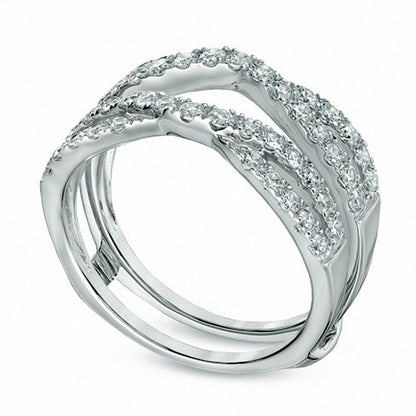 1.0 CT. T.W. Natural Clarity Enhanced Diamond Twist Split Shank Solitaire Enhancer in Solid 14K White Gold