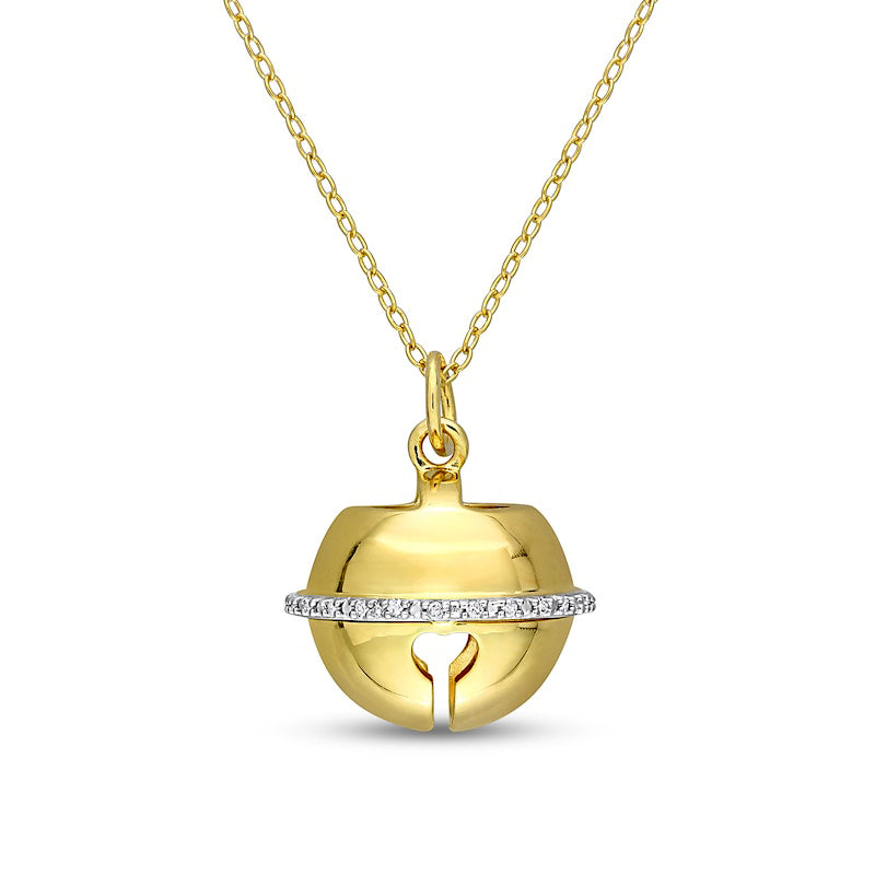 0.07 CT. T.W. Natural Diamond Bell Pendant in Sterling Silver with Yellow Rhodium