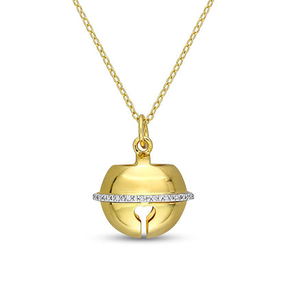 0.07 CT. T.W. Natural Diamond Bell Pendant in Sterling Silver with Yellow Rhodium