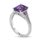 Cushion-Cut Faceted Amethyst and 0.13 CT. T.W. Natural Diamond Split Shank Ring in Solid 10K White Gold - Size 7
