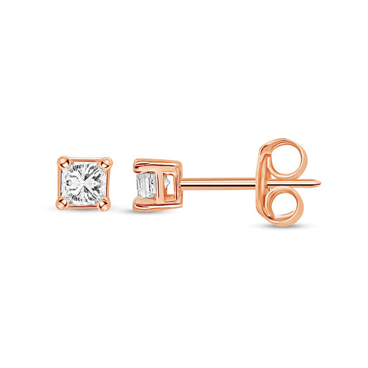 0.5 CT. T.W. Princess-Cut Diamond Solitaire Stud Earrings in 14K Rose Gold (I/I2)