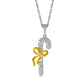 0.07 CT. T.W. Natural Diamond Candy Cane with Bow Pendant in Sterling Silver and 14K Gold Plate