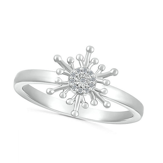 Natural Diamond Accent Snowflake Ring in Sterling Silver