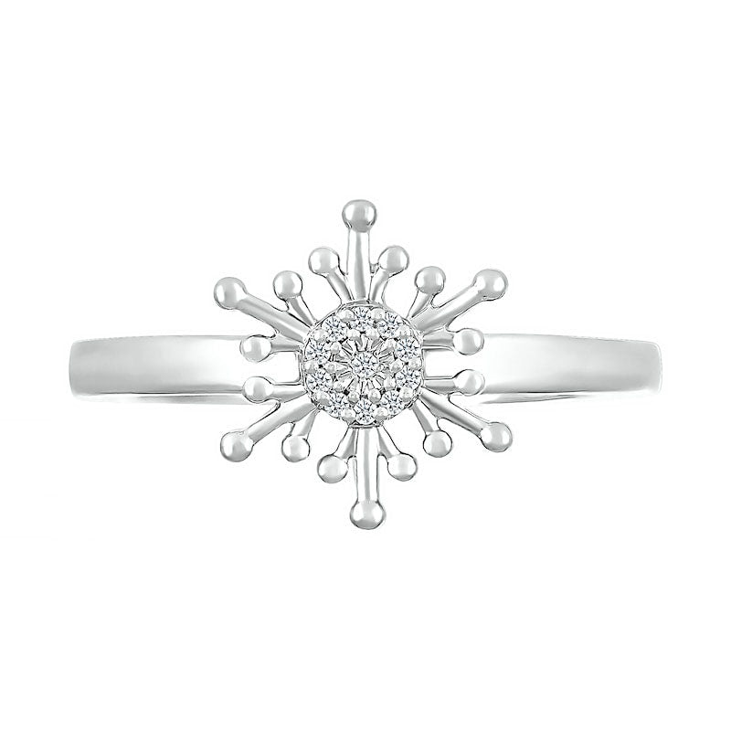 Natural Diamond Accent Snowflake Ring in Sterling Silver