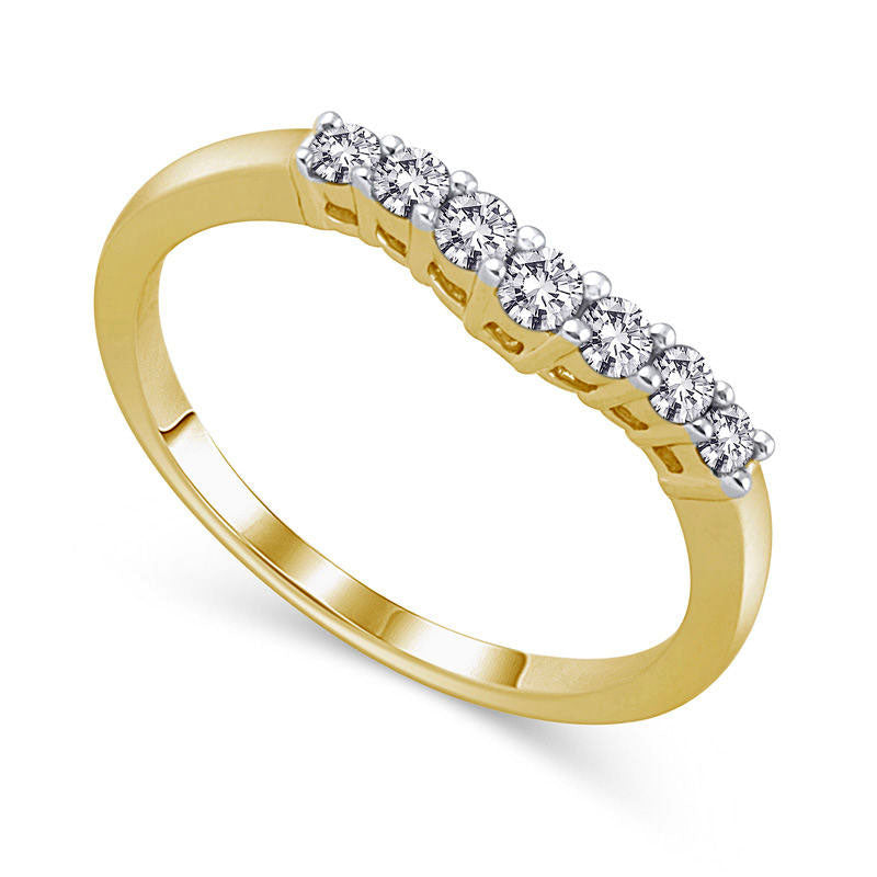 0.25 CT. T.W. Natural Diamond Seven Stone Contour Wedding Band in Solid 14K Gold