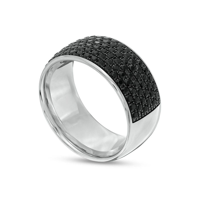 Men's 2.0 CT. T.W. Black Enhanced Natural Diamond Comfort-Fit Dome Ring in Solid 14K White Gold