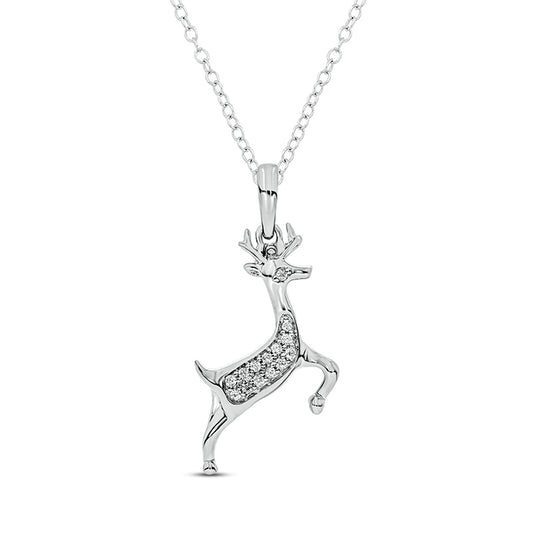 0.05 CT. T.W. Natural Diamond Deer Pendant in Sterling Silver