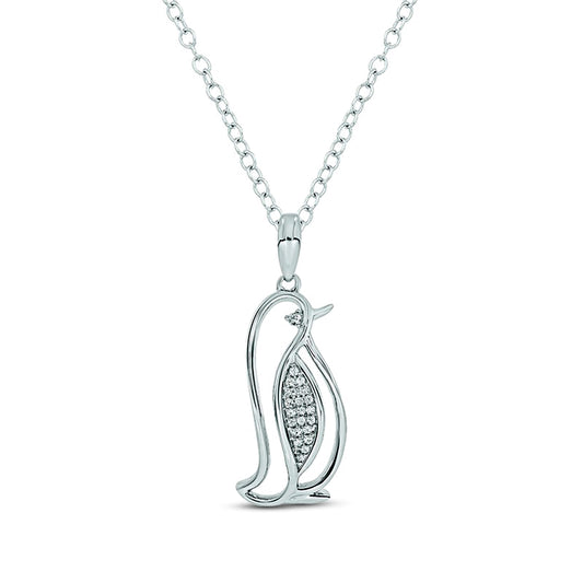 0.05 CT. T.W. Natural Diamond Penguin Pendant in Sterling Silver