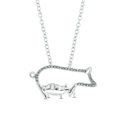 0.05 CT. T.W. Natural Diamond Motherly Love Pigs Pendant in Sterling Silver