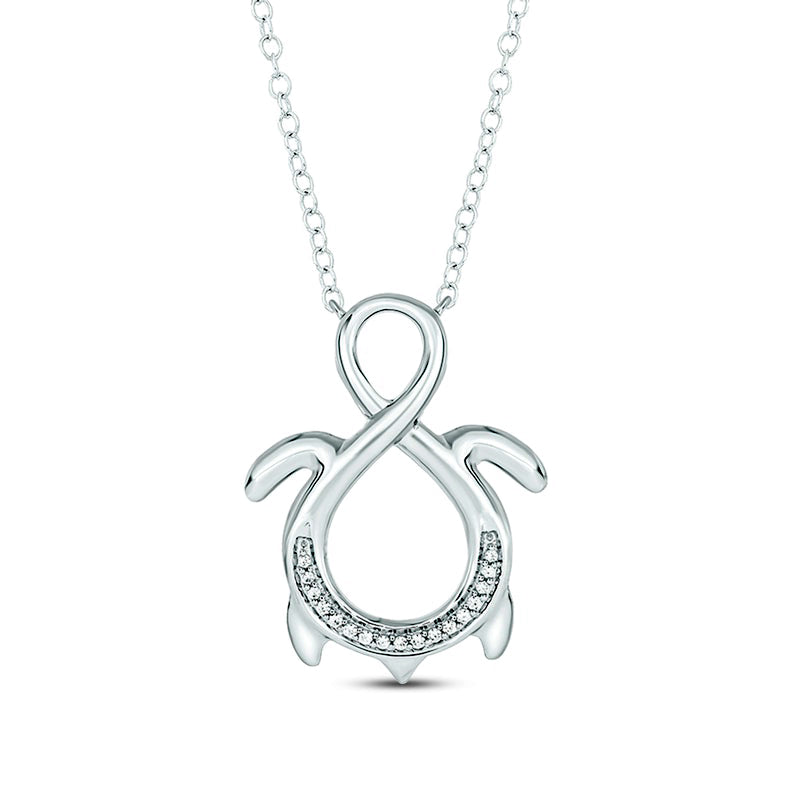 0.05 CT. T.W. Natural Diamond Turtle Infinity Pendant in Sterling Silver