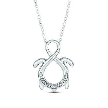 0.05 CT. T.W. Natural Diamond Turtle Infinity Pendant in Sterling Silver