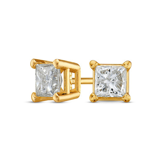 0.38 CT. T.W. Princess-Cut Diamond Solitaire Stud Earrings in 14K Gold (J/I1)