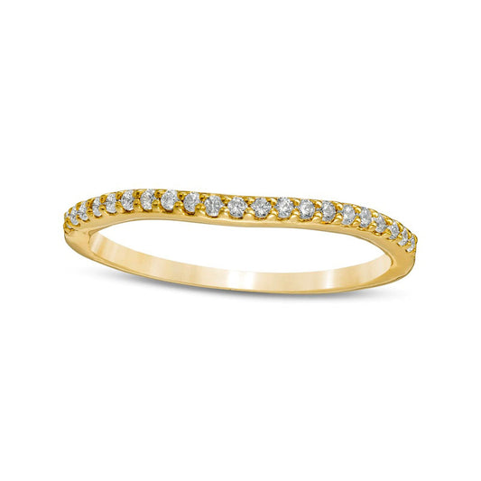 0.13 CT. T.W. Natural Diamond Contour Wedding Band in Solid 14K Gold